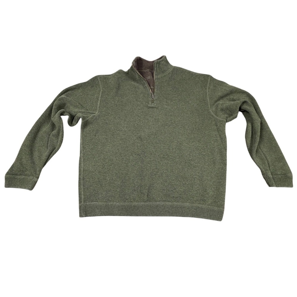 CREMIEUX Mens Reversible Quarter Zip Sweater Olive Green 100% Cotton‎ Size XL